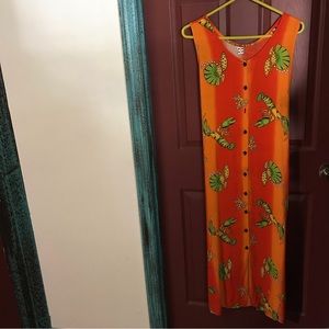 Sea & Sun Orange Sleeveless Lobster Maxi Dress